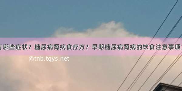 糖尿病肾病有哪些症状？糖尿病肾病食疗方？早期糖尿病肾病的饮食注意事项？糖尿病患者