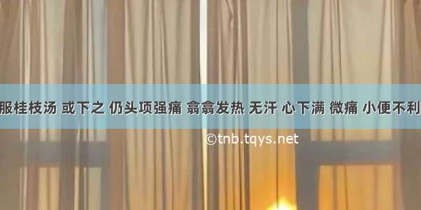 “服桂枝汤 或下之 仍头项强痛 翕翕发热 无汗 心下满 微痛 小便不利者 桂枝去