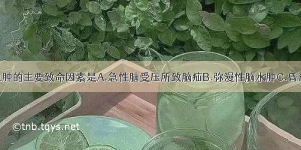 外伤性颅内血肿的主要致命因素是A.急性脑受压所致脑疝B.弥漫性脑水肿C.昏迷所致肺部感