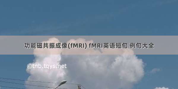 功能磁共振成像(fMRI) fMRI英语短句 例句大全