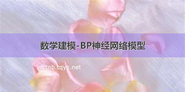 数学建模-BP神经网络模型