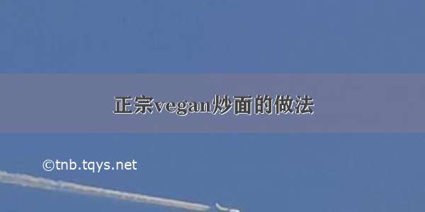 正宗vegan炒面的做法