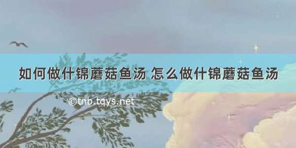 如何做什锦蘑菇鱼汤 怎么做什锦蘑菇鱼汤