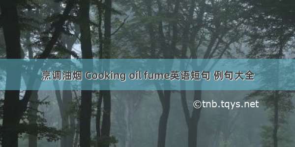 烹调油烟 Cooking oil fume英语短句 例句大全