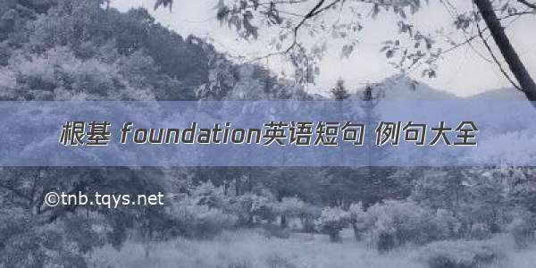 根基 foundation英语短句 例句大全