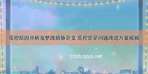 质控原因分析及整改措施范文 质控常见问题改进方案模板