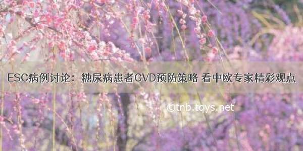  ESC病例讨论：糖尿病患者CVD预防策略 看中欧专家精彩观点