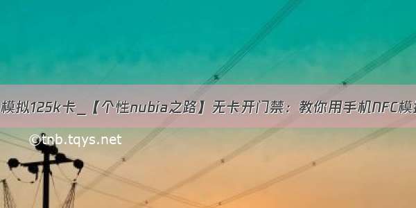 手机怎么模拟125k卡_【个性nubia之路】无卡开门禁：教你用手机NFC模拟门禁卡