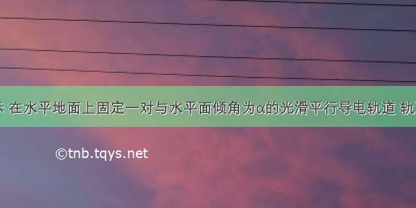 如图甲所示 在水平地面上固定一对与水平面倾角为α的光滑平行导电轨道 轨道间的距离