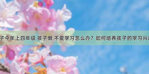 儿子今年上四年级 孩子懒 不爱学习怎么办？如何培养孩子的学习兴趣？