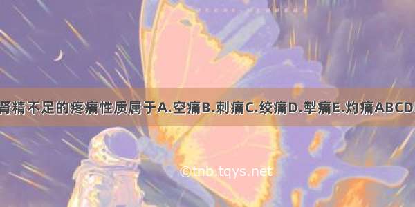 肾精不足的疼痛性质属于A.空痛B.刺痛C.绞痛D.掣痛E.灼痛ABCDE