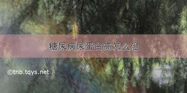 糖尿病尿蛋白高怎么治