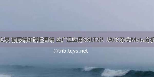 心衰 糖尿病和慢性肾病 应广泛应用SGLT2i！JACC杂志Meta分析