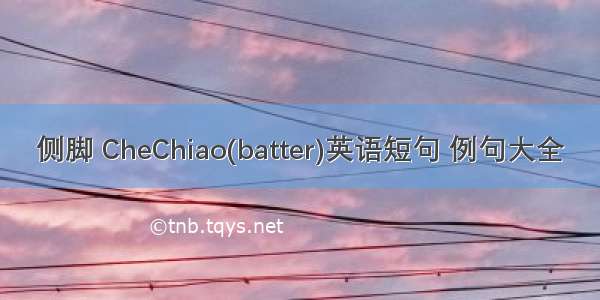 侧脚 CheChiao(batter)英语短句 例句大全