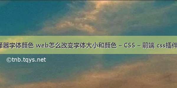 css 选择器字体颜色 web怎么改变字体大小和颜色 – CSS – 前端 css插件 是什么