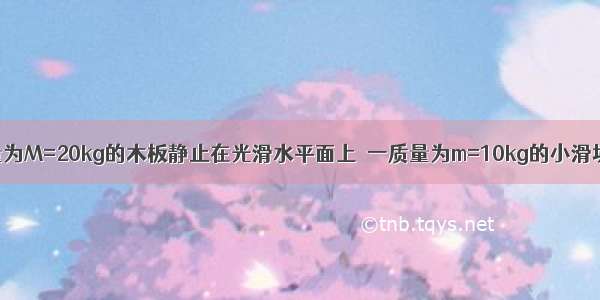 如图所示 质量为M=20kg的木板静止在光滑水平面上．一质量为m=10kg的小滑块（可视为质