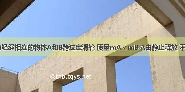 如图所示 与轻绳相连的物体A和B跨过定滑轮 质量mA＜mB A由静止释放 不计绳与滑轮