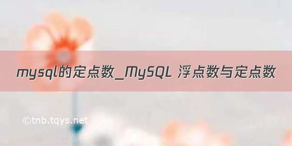 mysql的定点数_MySQL 浮点数与定点数