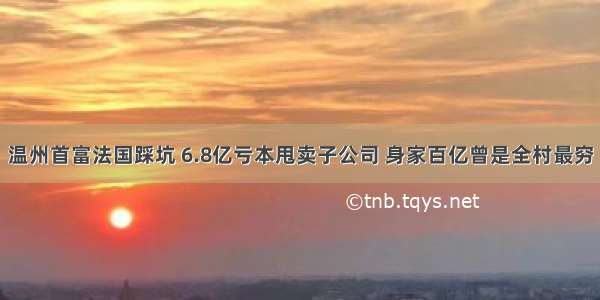 温州首富法国踩坑 6.8亿亏本甩卖子公司 身家百亿曾是全村最穷