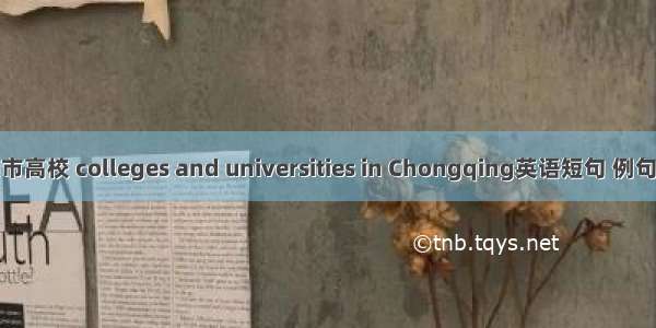 重庆市高校 colleges and universities in Chongqing英语短句 例句大全