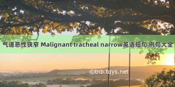 气道恶性狭窄 Malignant tracheal narrow英语短句 例句大全