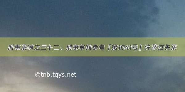 刑事案例之三十二：刑事审判参考「第1041号」许某过失案