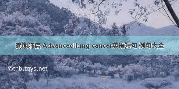 晚期肺癌 Advanced lung cancer英语短句 例句大全