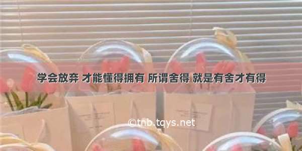 学会放弃 才能懂得拥有 所谓舍得 就是有舍才有得