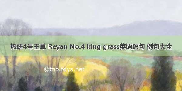 热研4号王草 Reyan No.4 king grass英语短句 例句大全