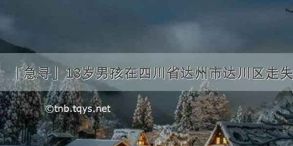 「急寻」13岁男孩在四川省达州市达川区走失