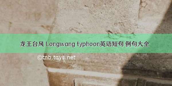 龙王台风 Longwang typhoon英语短句 例句大全