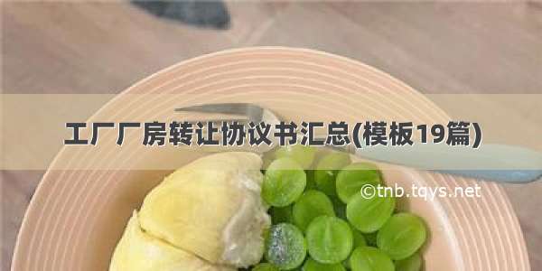 工厂厂房转让协议书汇总(模板19篇)