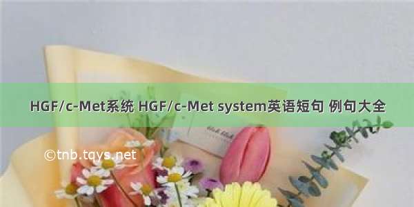 HGF/c-Met系统 HGF/c-Met system英语短句 例句大全