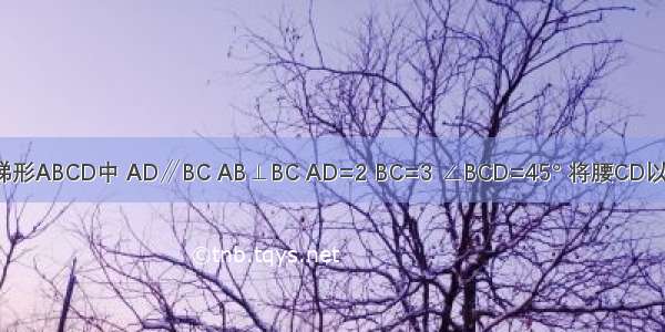 如图 直角梯形ABCD中 AD∥BC AB⊥BC AD=2 BC=3 ∠BCD=45° 将腰CD以点D为中心