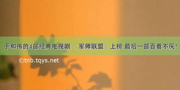 于和伟的4部经典电视剧 《军师联盟》上榜 最后一部百看不厌！