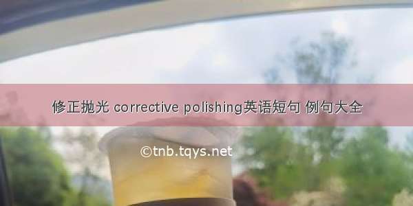 修正抛光 corrective polishing英语短句 例句大全