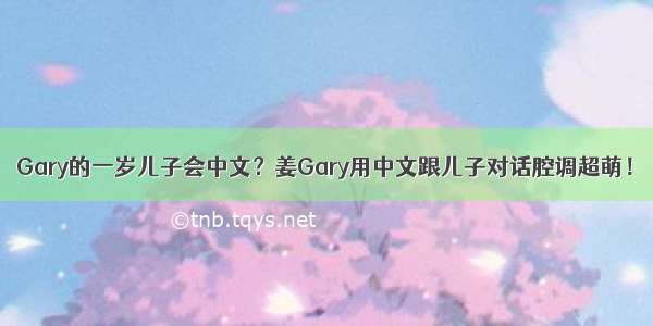 Gary的一岁儿子会中文？姜Gary用中文跟儿子对话腔调超萌！