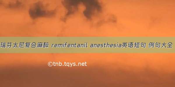 瑞芬太尼复合麻醉 remifentanil anesthesia英语短句 例句大全