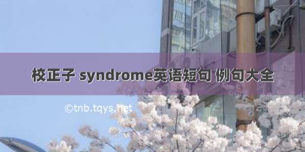 校正子 syndrome英语短句 例句大全