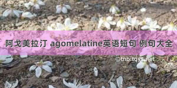 阿戈美拉汀 agomelatine英语短句 例句大全