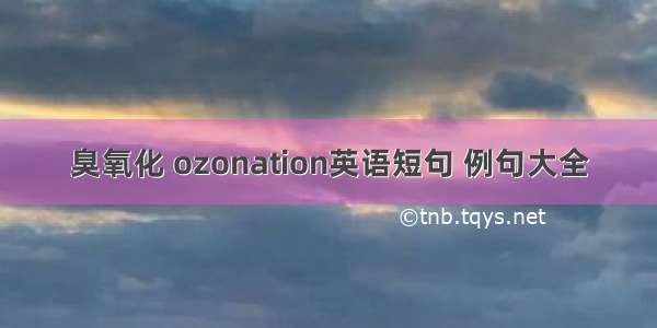 臭氧化 ozonation英语短句 例句大全