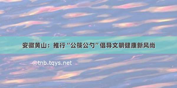 安徽黄山：推行“公筷公勺”倡导文明健康新风尚