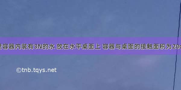 一平底薄壁容器内装有3N的水 放在水平桌面上 容器与桌面的接触面积为20cm2 容器内