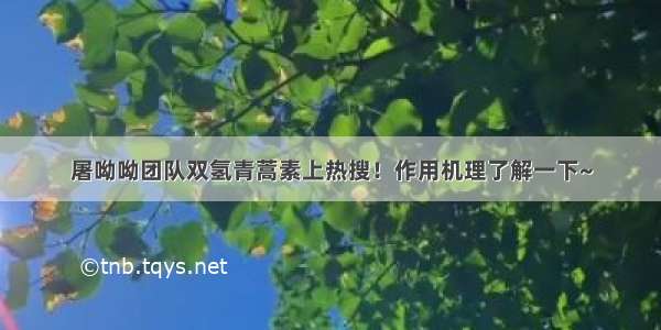 屠呦呦团队双氢青蒿素上热搜！作用机理了解一下~