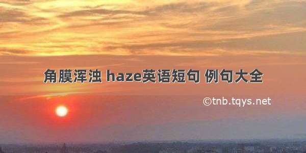 角膜浑浊 haze英语短句 例句大全