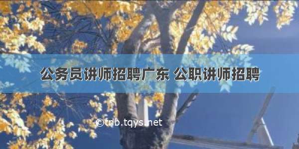 公务员讲师招聘广东 公职讲师招聘