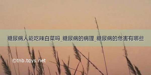 糖尿病人能吃辣白菜吗_糖尿病的病理_糖尿病的危害有哪些