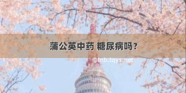 蒲公英中药 糖尿病吗？