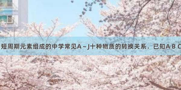 如图所示为短周期元素组成的中学常见A～J十种物质的转换关系．已知A B C D均为单质