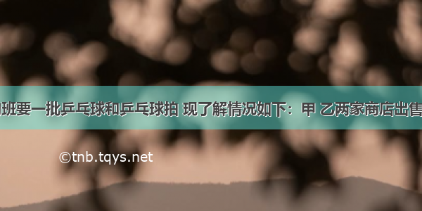 墨墨所在的班要一批乒乓球和乒乓球拍 现了解情况如下：甲 乙两家商店出售两种同样品